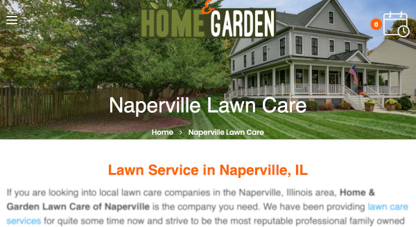 City page example for a local lawn care company.