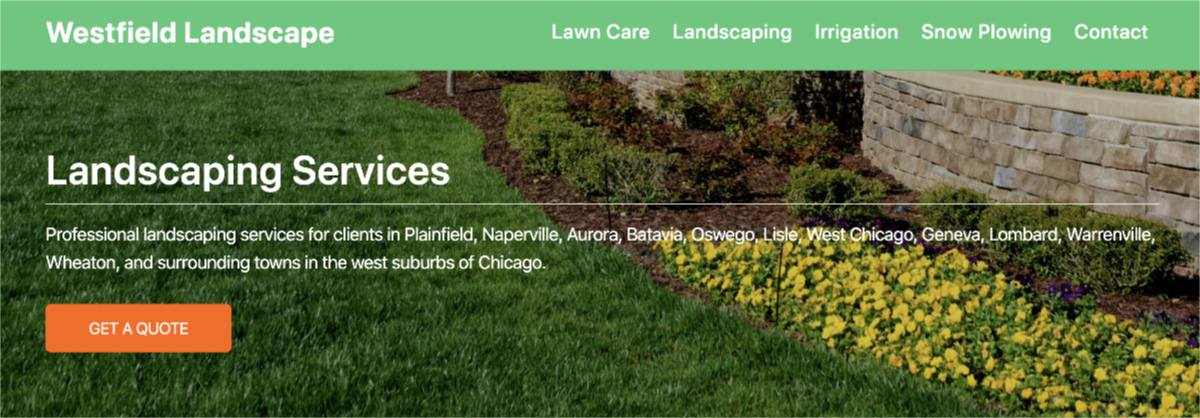 Green color landscape website