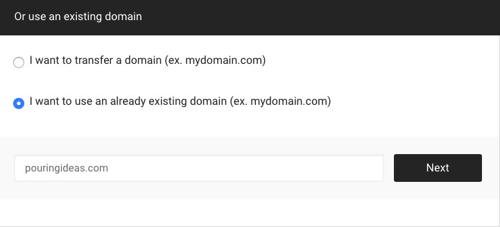 Use existing domain for hosting set-up