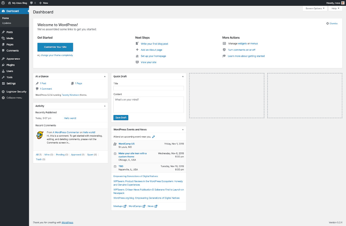 WordPress Admin area