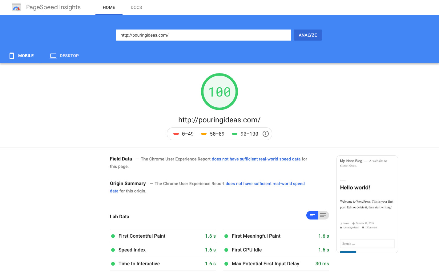 pagespeed insights SEO tool.