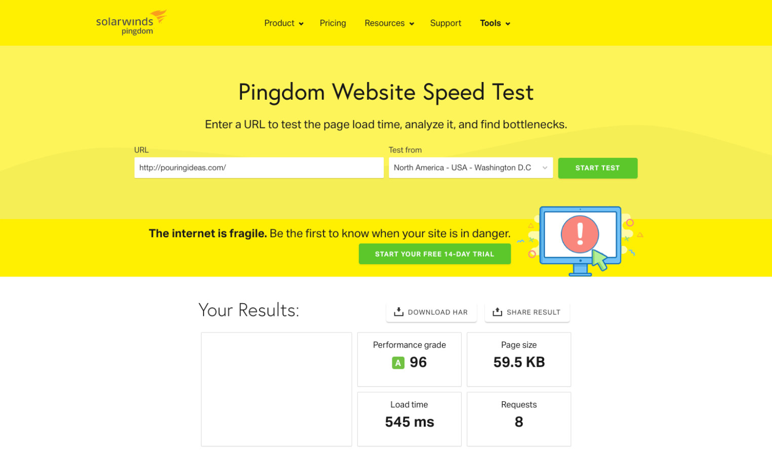 Tool for website speed test.
